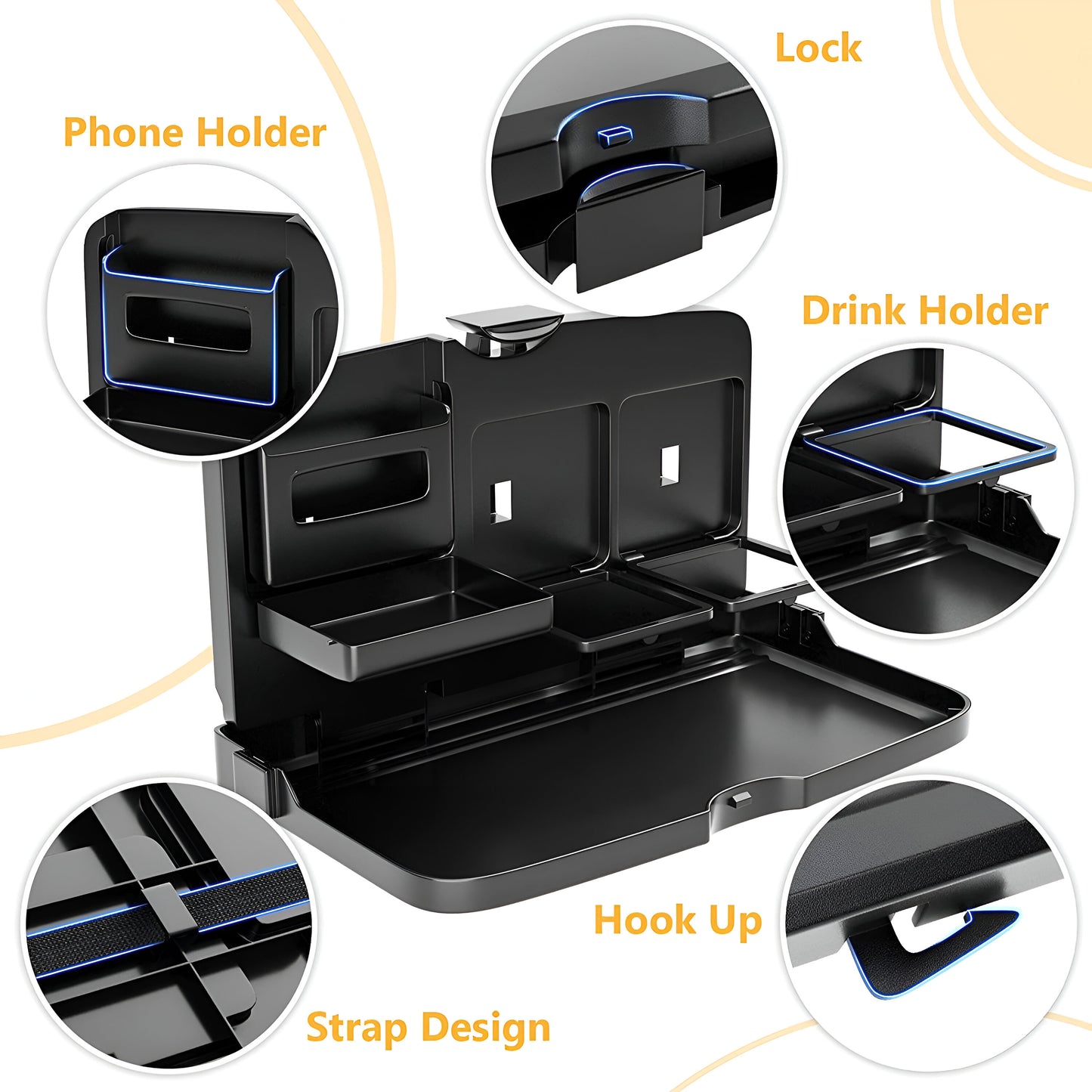 Car Travel Foldable Dining Tray
